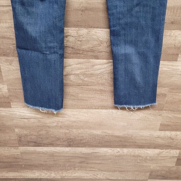 LOFT Curvy Straight Frayed Raw Hem Ankle Jeans Size 25 Womens Blue Medium Wash - Picture 9 of 13